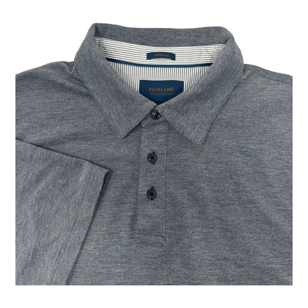 New Fairlane Golf Polo Shirt Men's XL Gray Knit Performance Pique Casual Preppy